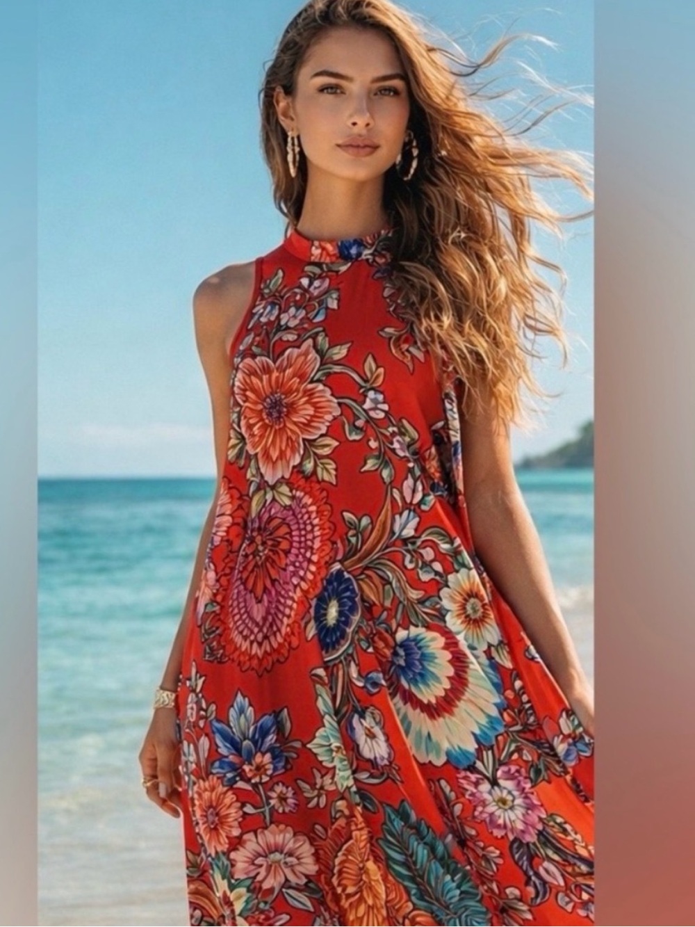 Anthropologie Maeve Larkhill Red Floral Swing Dress Silk XS